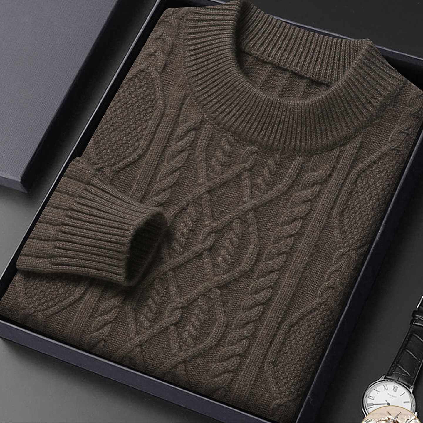 皮尔卡丹半高领领特加厚款650克山羊绒衫男士2025保暖针织羊毛衣