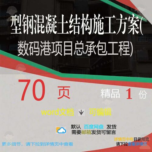 型钢混凝土结构施工方案数码港项目总承包工文档参考word范本程