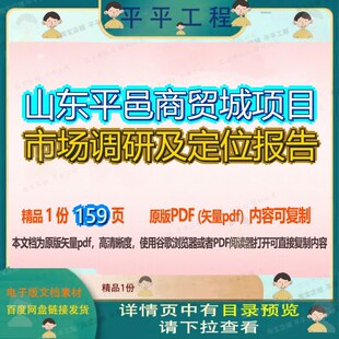山东平邑商贸城项目市场调研及定位报告159页 项目报告资料商贸