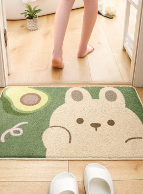 浴室吸水地垫萌系卧室门口毛绒防滑脚垫卫生间地毯厕所门垫子家用