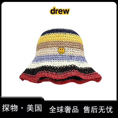 drew笑脸草帽夏季遮阳海边沙滩帽