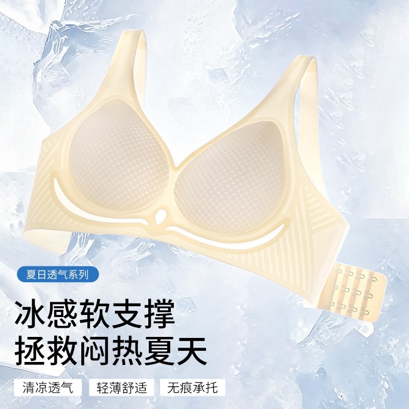 【现货】夏季凉感蜂巢杯无痕内衣轻薄透气收副乳防下垂聚拢女文胸