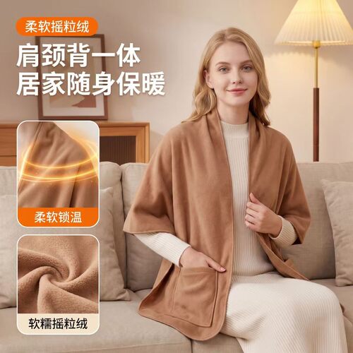 欧美简约口袋围巾秋季加大披肩空调房保暖纯色围脖披肩斗篷