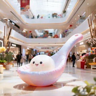 2026新年彩色勺子汤圆气模春节商场景区商业街过年活动氛围布置