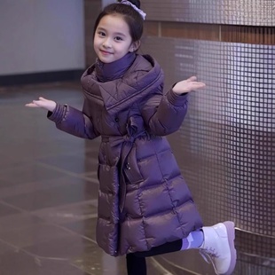 严选女童棉衣外套冬装2025新款中大童加厚羽绒棉服儿童紫色棉袄