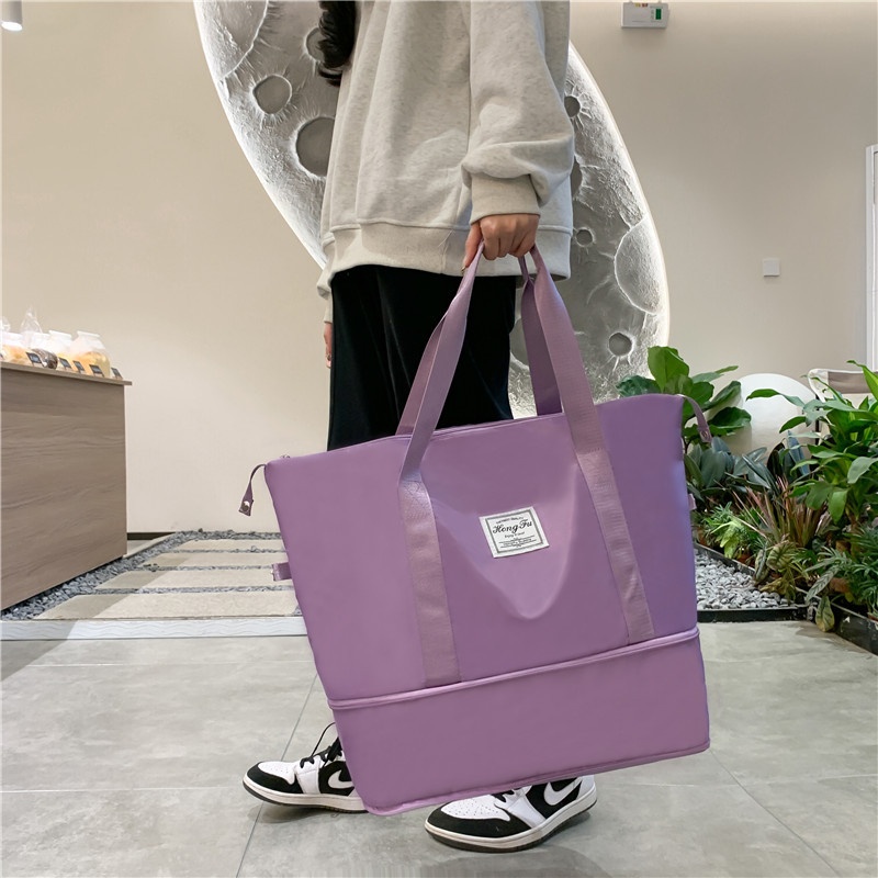 严选2024新款行李包两层扩展多功能健身包大容量收纳手提包运动