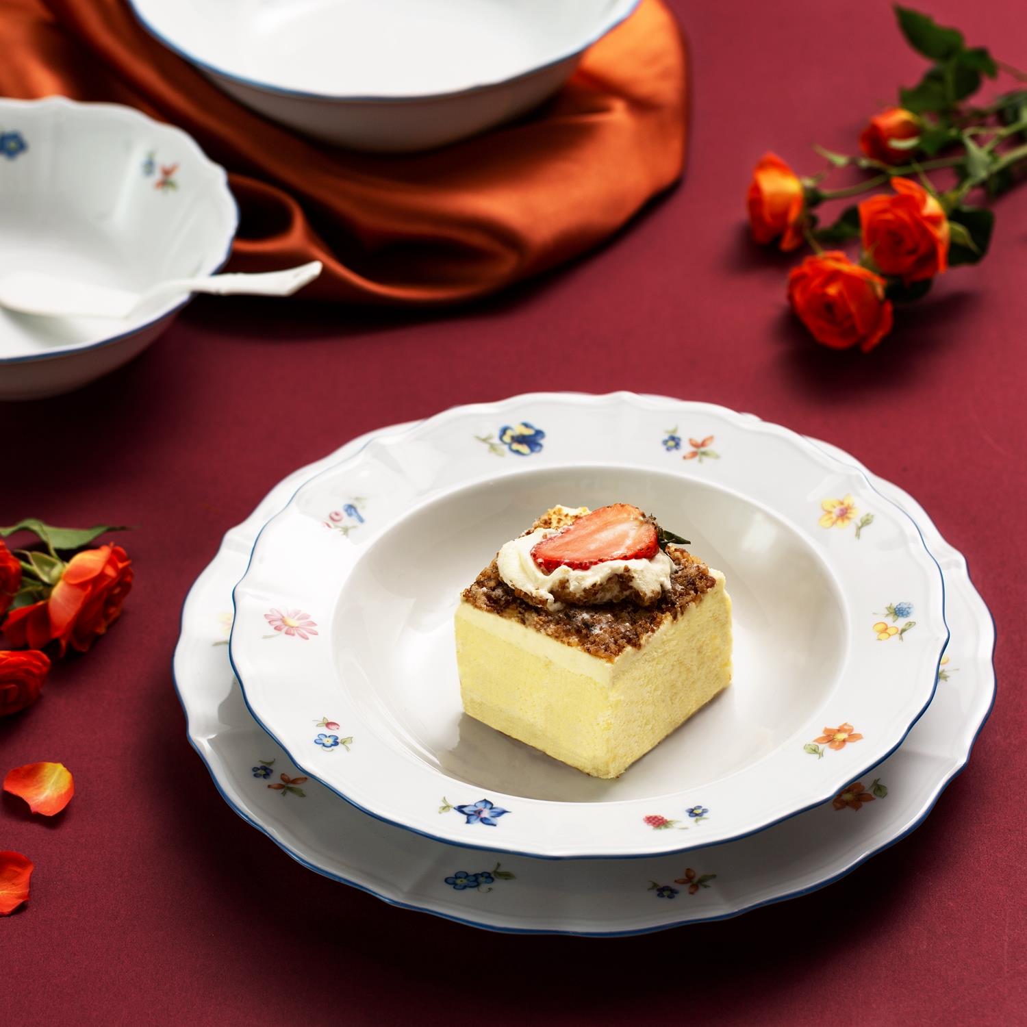 seltmann德国硬质细瓷碗碟餐咖啡杯碟餐盘套装家用欧式蓝彩小花