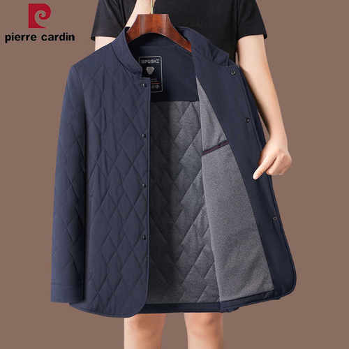 正品皮尔卡丹冬季立领棉衣男士轻薄棉袄商务休闲桑蚕丝棉服爸爸装