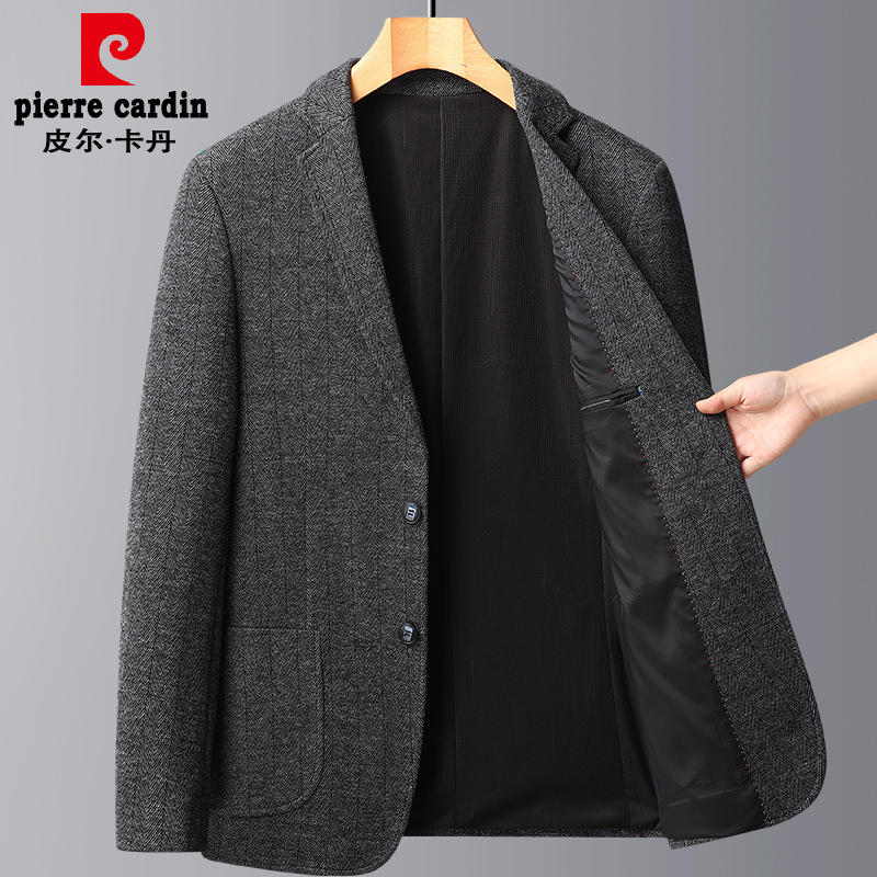 皮尔卡丹爸爸2024新款春秋季单西外套中年西装休闲便西大码西服男