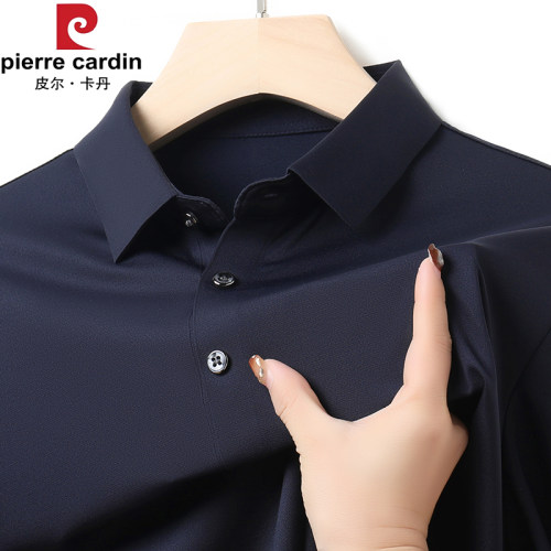 正品皮尔卡丹新品短袖t恤男夏季桑蚕丝翻领休闲上衣中青年polo衫