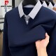 皮尔卡丹羊毛衫 中年 领加厚秋冬2025新款 男士 毛衣假两件衬衫