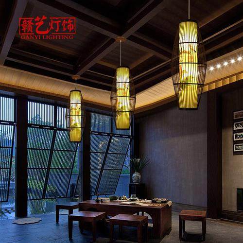 新中式仿古竹艺灯笼日式禅意竹编灯餐厅茶楼农家乐复古鸟笼吊灯,家装灯饰光源,客厅吊灯,淘宝优惠券,粉丝福利购,淘宝优惠卷