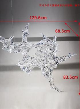 现代透明树脂浪花雕塑吊饰婚庆大堂天花板别墅软装悬空中水花挂件