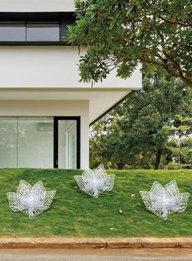 户外不锈钢玫瑰花雕塑花园摆件庭院大型花朵镂空公园景观装饰摆饰