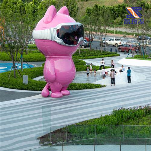 玻璃钢猫雕塑户外大型卡通动漫形象IP打卡美陈装饰落地摆件
