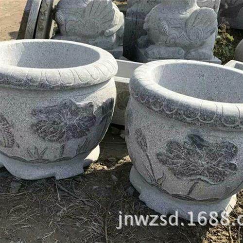 家用石缸石盆雕刻图庭院石雕龙缸园林石头鱼缸价格