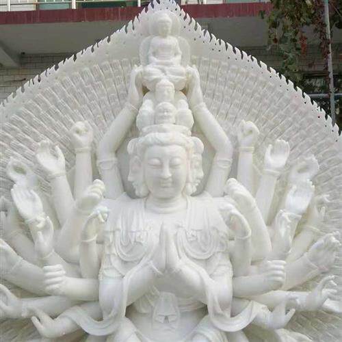 汉白玉石雕观音佛像大型寺庙石像雕塑摆件石雕工艺品