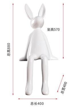 户外网红卡通大白兔玻璃钢摆件家居客厅样板间走廊兔子雕塑装饰品