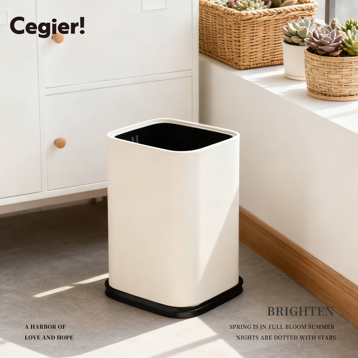 垃圾桶家用直投方圆轻奢简约厨房