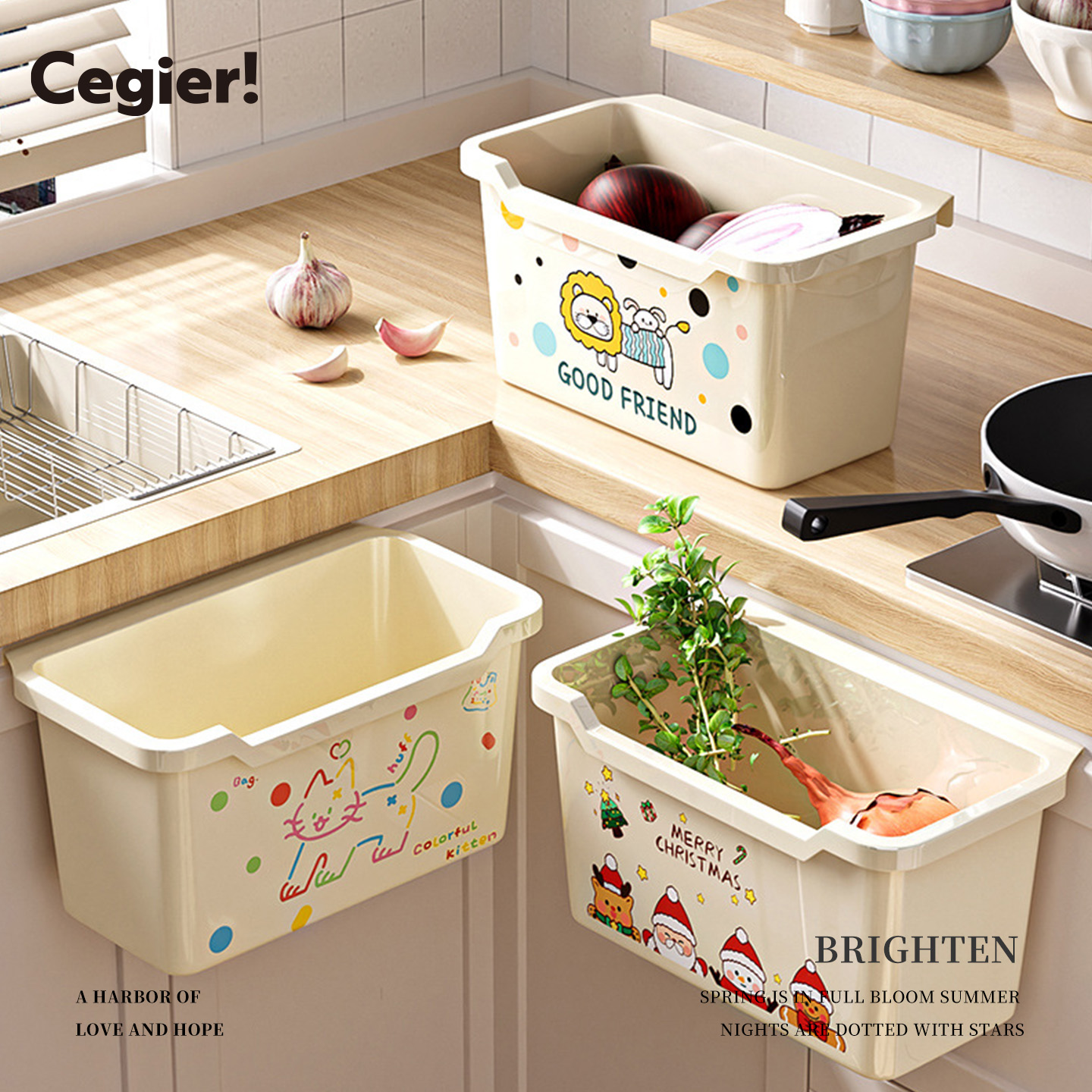 Cegier厨房卧室垃圾桶壁悬挂式