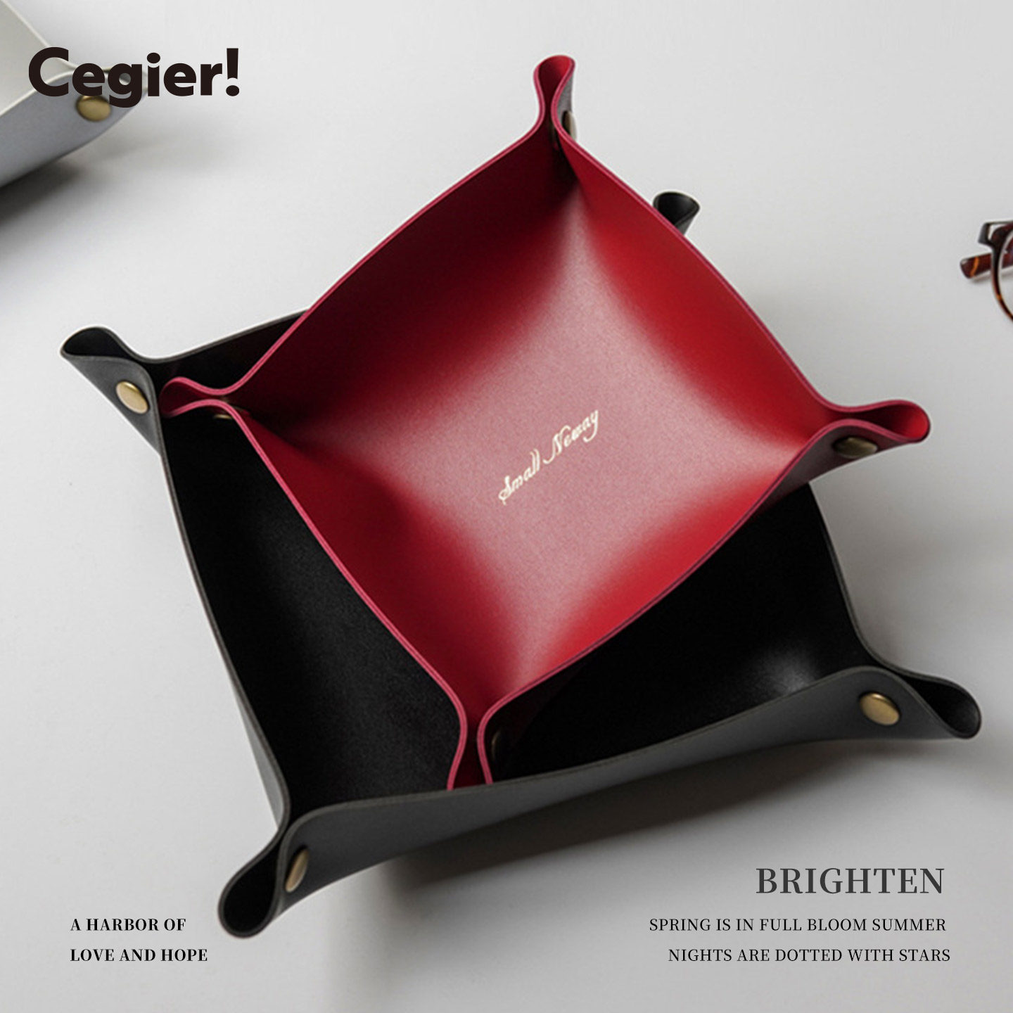 Cegier.高级感ins皮革收纳盒桌面收纳皮质饰品首饰化妆品|缆倾,收纳整理,桌面收纳盒,淘宝优惠券,粉丝福利购,淘宝优惠卷