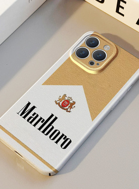 黄色万宝路 适用苹果华为iPhone16ProMax手机保护外壳15Plus 14 13 12 17 XsMax女Pura70创意情侣高级不撞壳