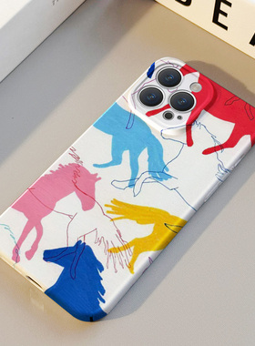 彩色马 适用苹果华为iPhone17ProMax手机保护外壳16 15Plus新款14 13情侣12 11女Pura80艺术抽象油画不撞壳男