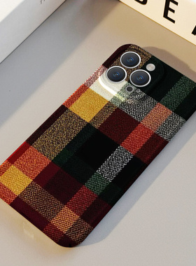 油画彩色格子拼接 适用苹果华为iPhone17ProMax手机保护外壳16 15Plus新款14 13情侣12 11女Pura80高级不撞壳