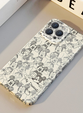 线条米奇 适用苹果华为iPhone17ProMax手机保护外壳16 15Plus新款14 13情侣12 11女Pura80满屏卡通高级不撞壳