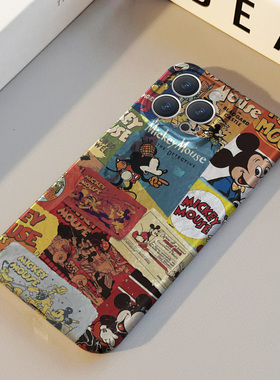 卡通插画满屏米奇 适用苹果华为iPhone17ProMax手机保护外壳16 15Plus新款14 13情侣12 11女Pura80高级不撞壳