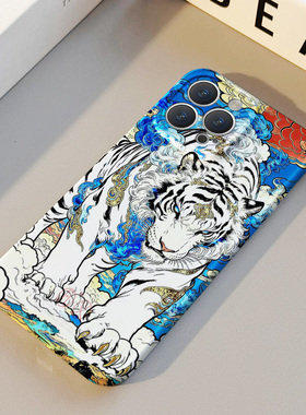 彩绘国风白虎 适用苹果华为iPhone17ProMax手机保护外壳16 15Plus新款14 13情侣12 11女Pura80艺术高级不撞壳