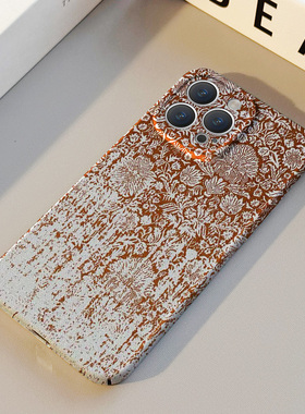 棕色涂鸦花纹 适用苹果华为iPhone17ProMax手机保护外壳16 15Plus新款14 13情侣12 11女Pura80高级创意不撞壳