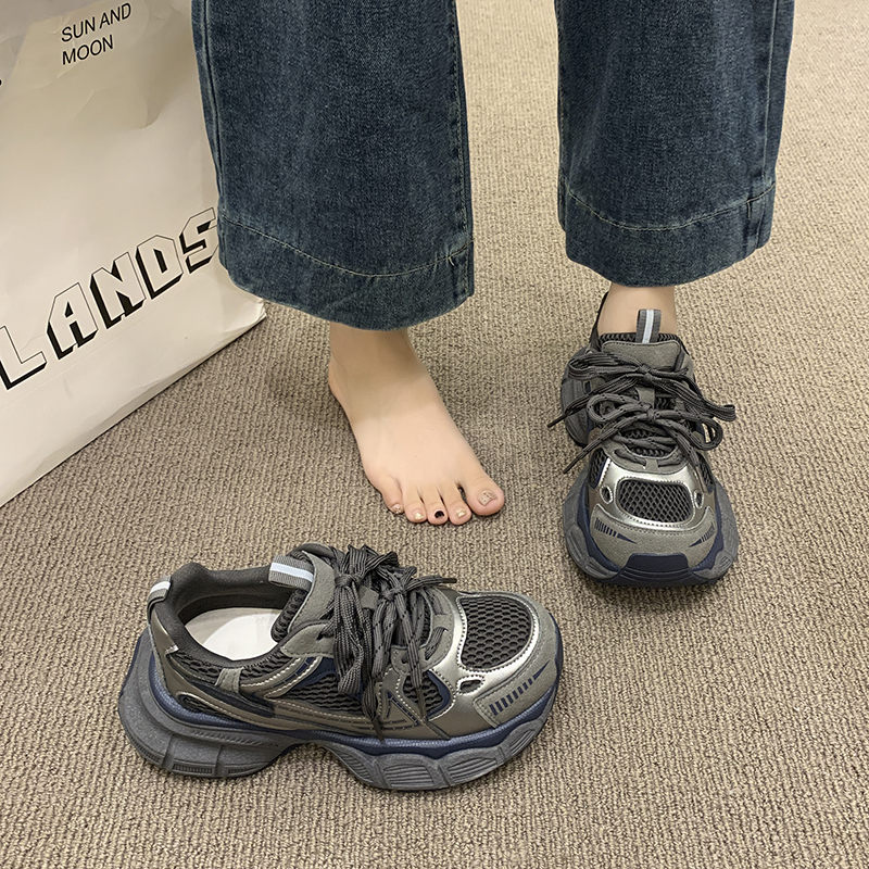 时尚超火软底防滑网面松糕老爹鞋