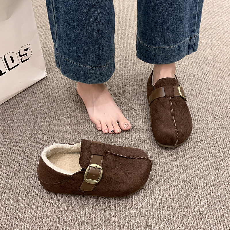 时尚百搭防滑加绒保暖软底勃肯鞋