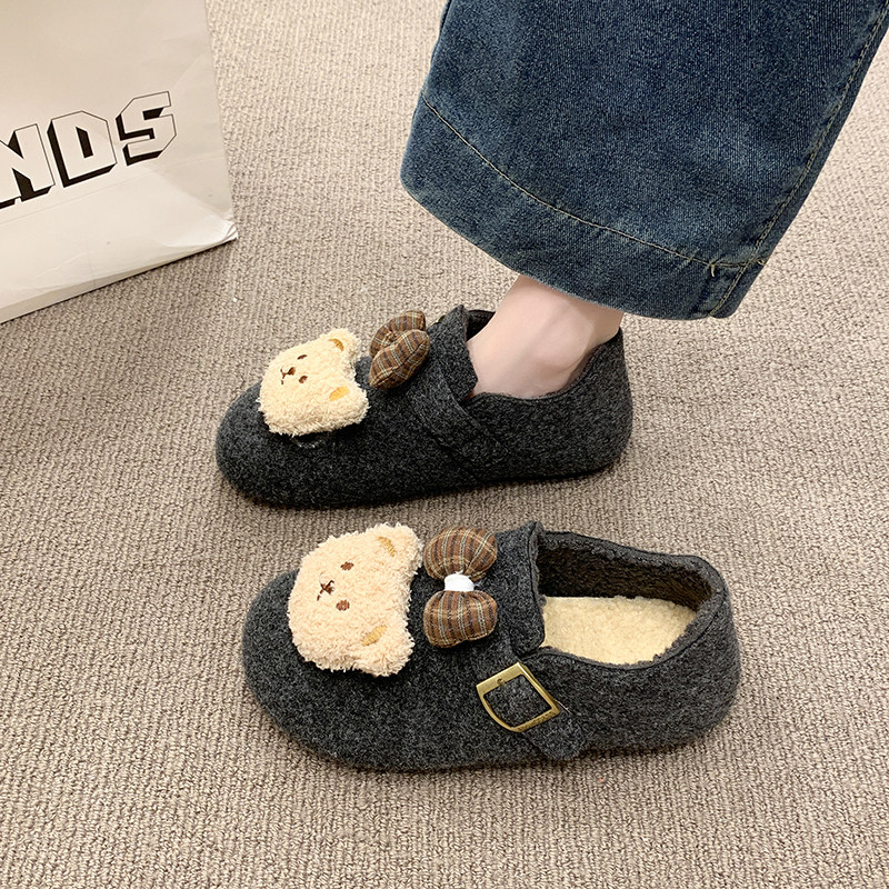 加绒勃肯鞋女2025冬季新款一脚蹬可爱卡通小熊毛毛棉鞋保暖豆豆鞋,女鞋,勃肯鞋/软木鞋,淘宝优惠券,粉丝福利购,淘宝优惠卷