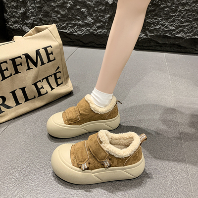 魔术贴厚底加绒增高轻便面包鞋