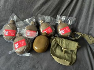 库存老货波兰野战水壶便携式北约单兵野炊金属水壶旅行户外铝水壶