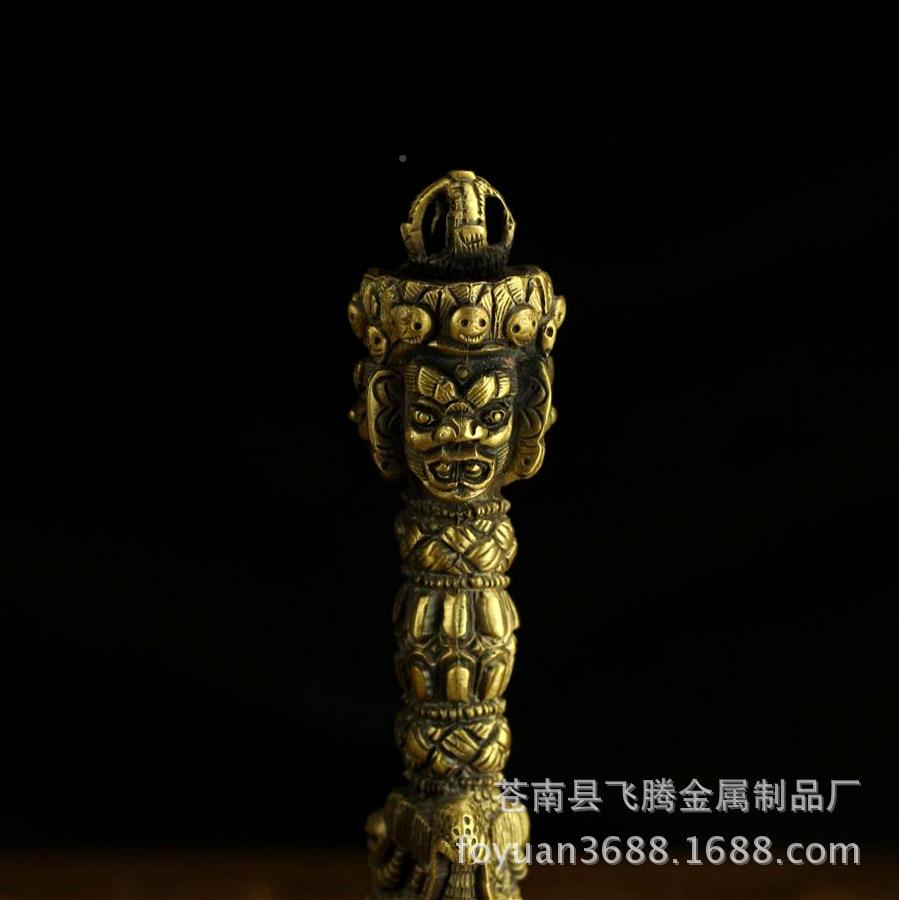 藏传密合宗金金刚杵带金刚橛杵DHPBC镀巴铜普杵大号底座