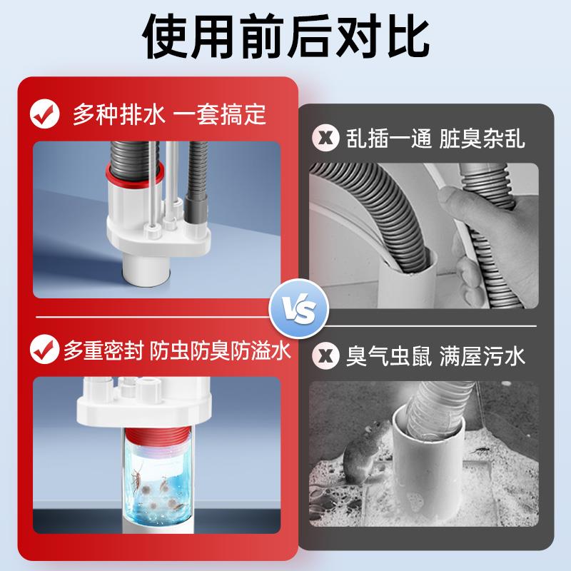 下水管三厨房下水通返臭神器洗菜盆水槽管道密封厨防塞排水房管封