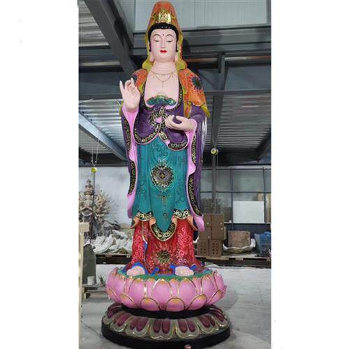 观世音菩萨善财龙女寺庙佛像玻璃钢三圣佛摆件锻铜大型佛像铜地藏