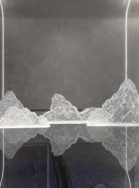 轻奢透明树脂假山组合桌面装置摆件酒店会所售楼处大厅雕塑装饰品