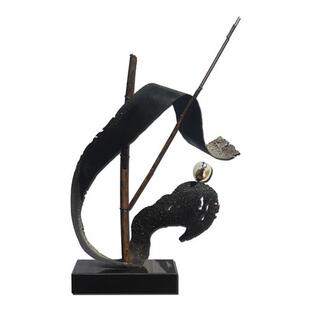 竹枝书卷简约客厅酒店会所办公室茶楼抽象铁艺软装雕塑摆件定购