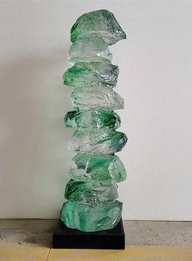 新中式创意叠层太湖石树脂摆件客厅书房透明树脂艺术雕塑摆件