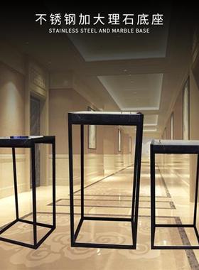 不锈钢加大理石底座台现代简约工艺摆件基座装饰门厅玄关落地雕塑