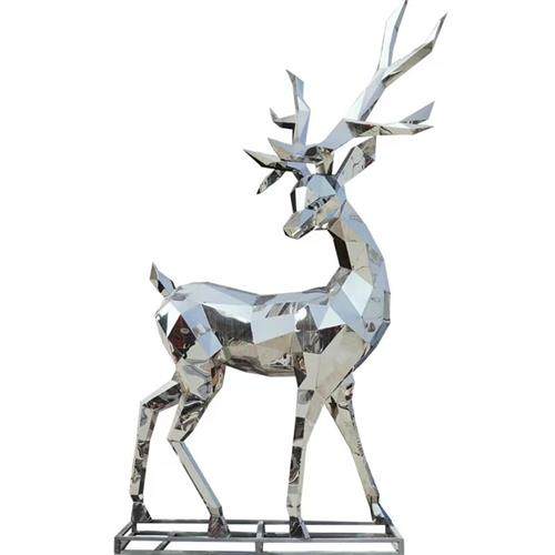 不锈钢几何鹿金属拉丝镂空镜面景观户外园林雕塑酒店售摆件定制