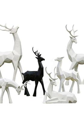 玻璃钢创意抽象动物鹿雕塑售楼部营销中心户外草坪造景装饰品摆件