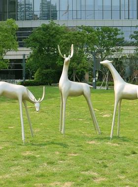 户外抽象鹿雕塑售楼部花园林房地产美陈玻璃钢动物景观鹿装饰摆件