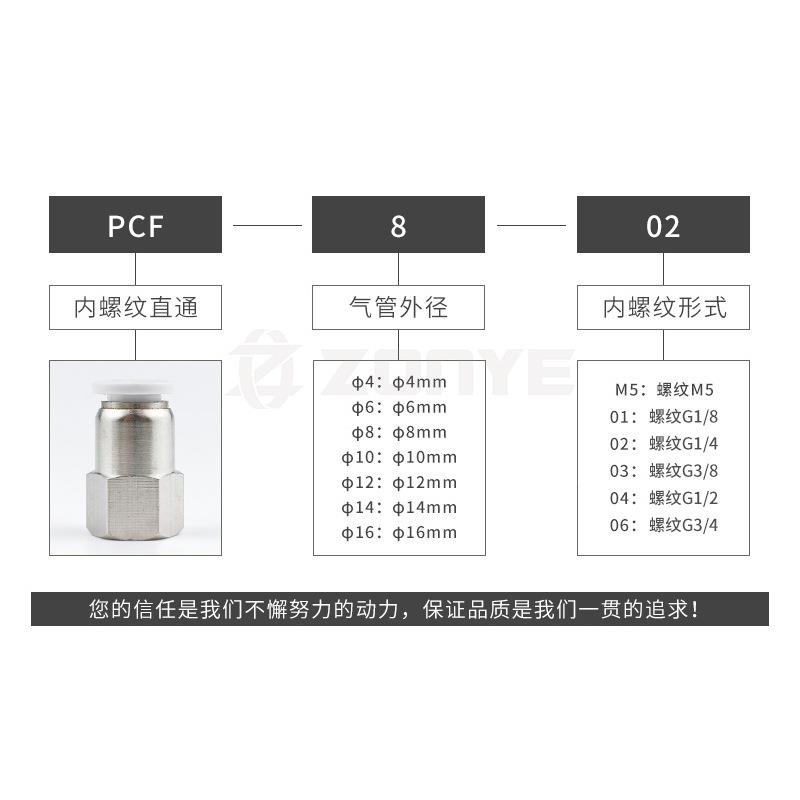 F色快插接头气动快速接头内丝螺纹直通PC6-01白//8-02/10-0312-无