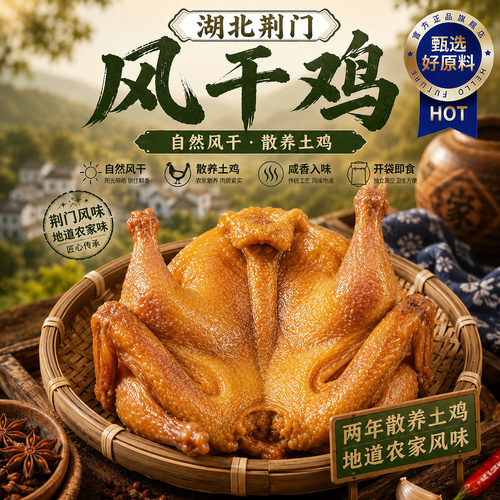 正宗湖北荆门十里铺风干鸡官方旗舰店整只风干土鸡农家土特产腊香