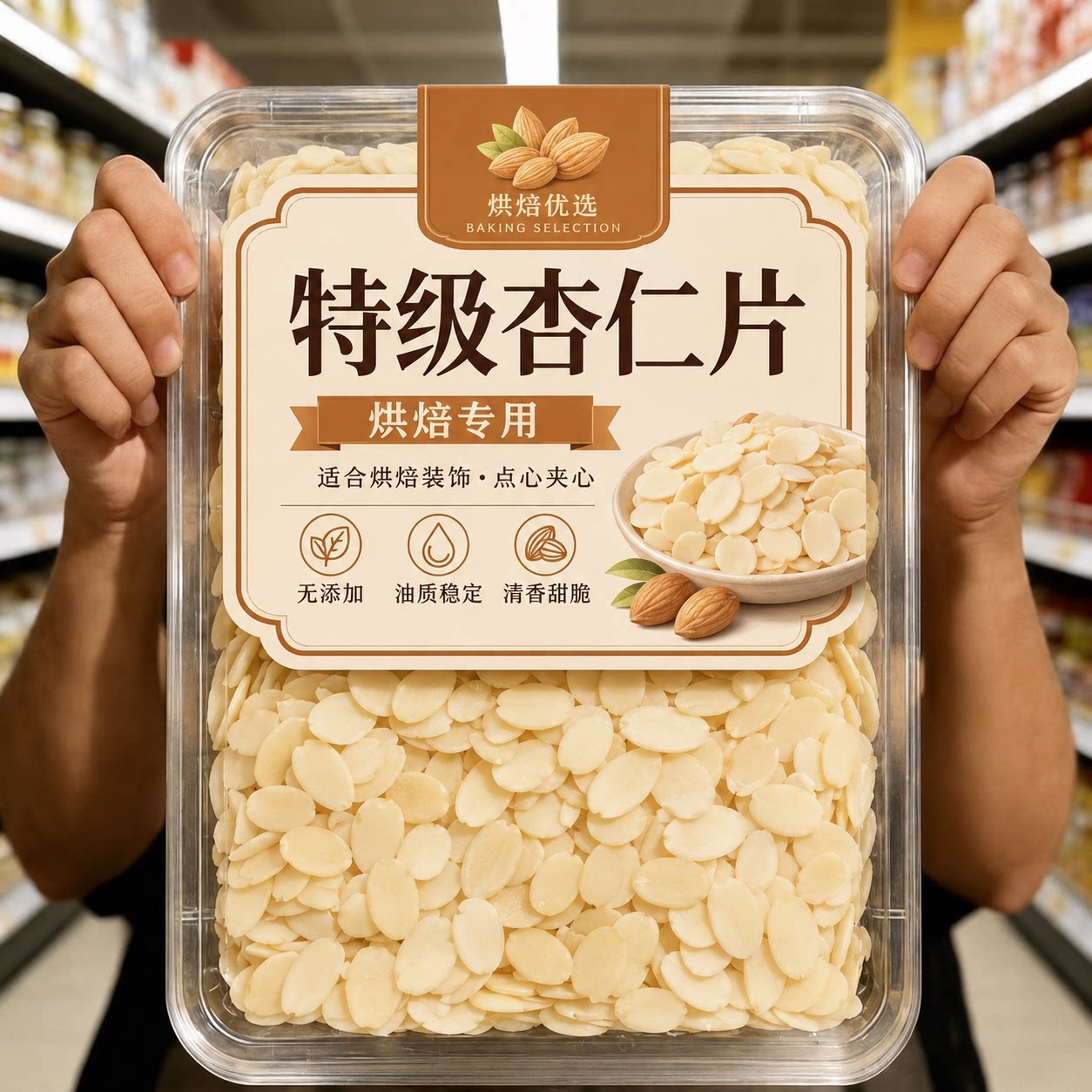 杏仁片烘焙专用原味散装扁桃仁薄切片杏仁蛋糕装饰糯米船原料商用图片